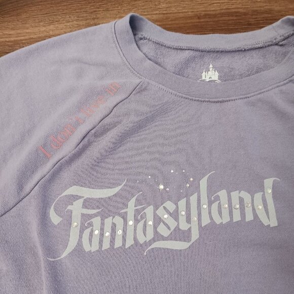 Disney Parks I Don’t Live in Fantasyland I Just Visit Often Crewneck Purple Sz L - Picture 3 of 6